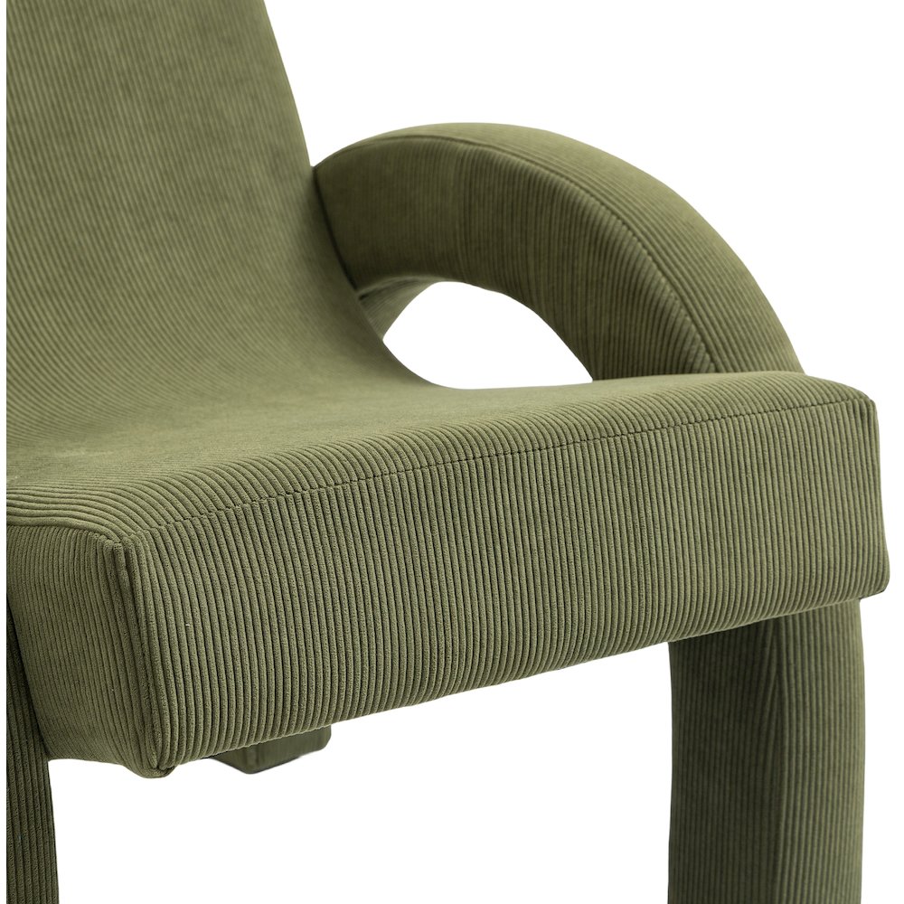 Corduroy Green Corduroy Fabric Accent Chair. Picture 7
