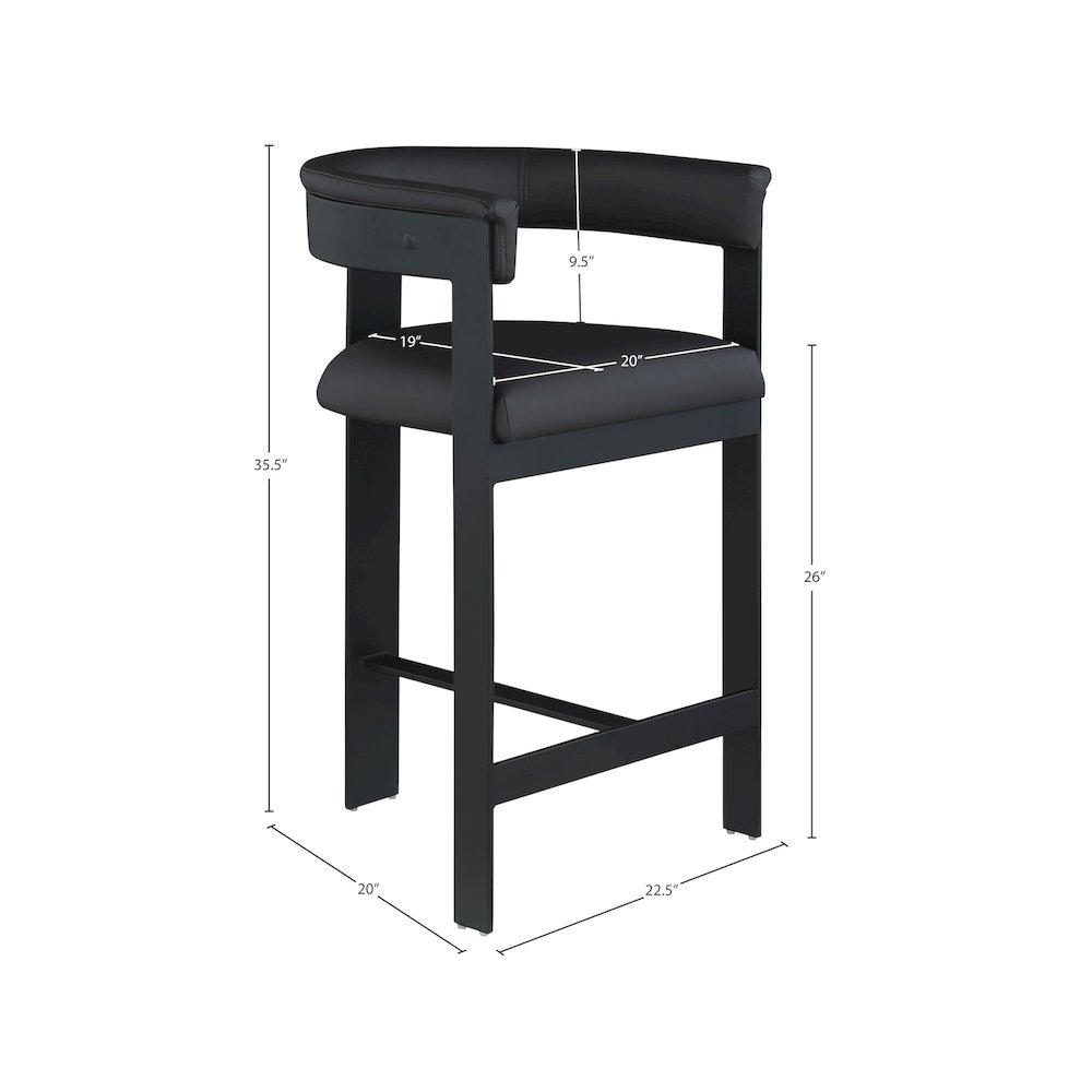 Romeo Black Vegan Leather Counter Stool, Set of 2. Picture 6