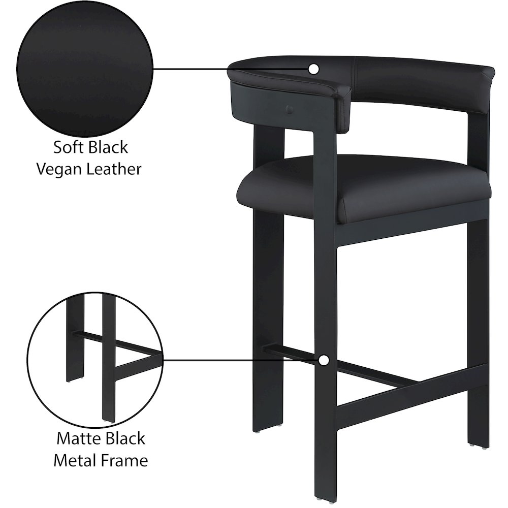 Romeo Black Vegan Leather Counter Stool, Set of 2. Picture 7