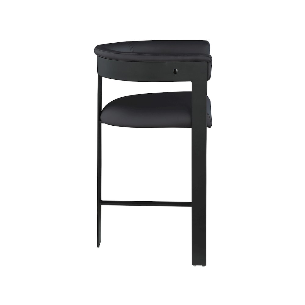 Romeo Black Vegan Leather Counter Stool, Set of 2. Picture 4