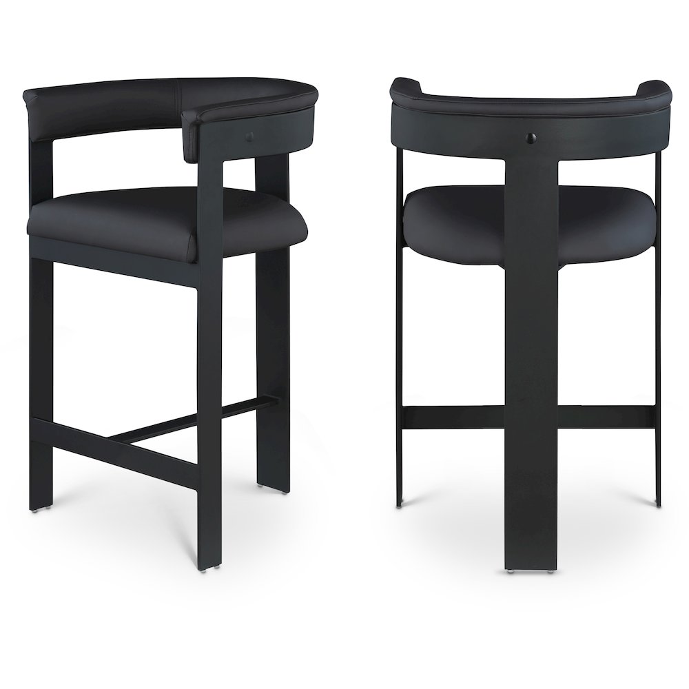 Romeo Black Vegan Leather Counter Stool, Set of 2. Picture 1