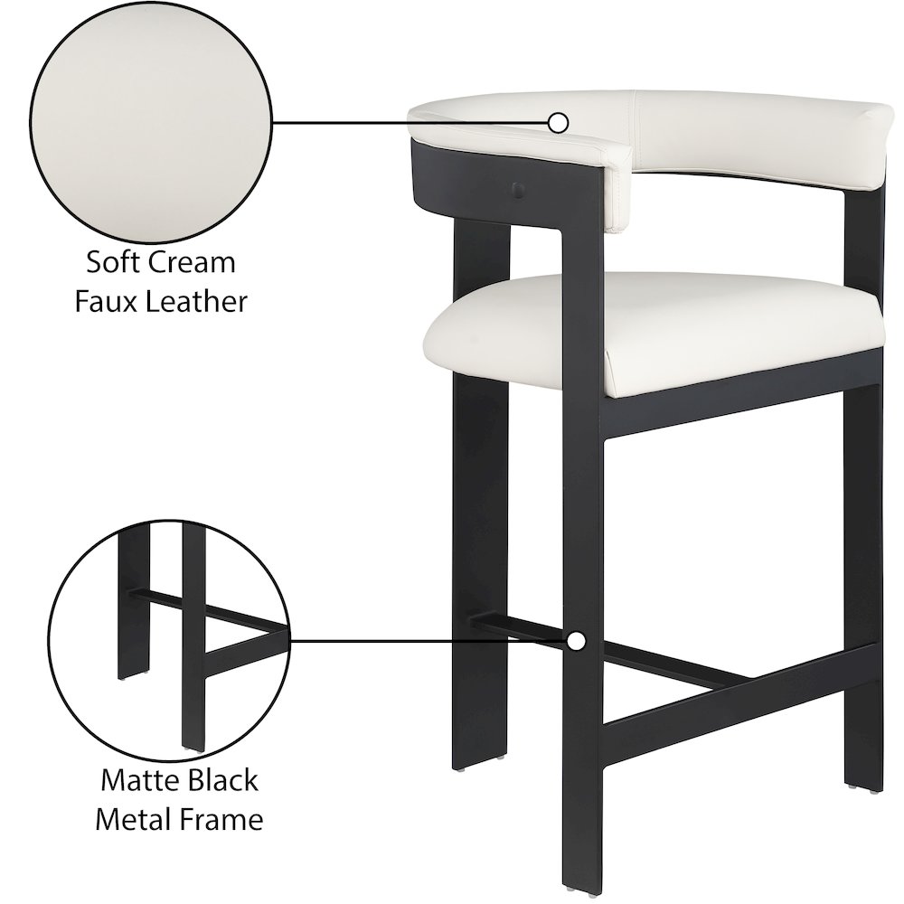 Romeo Cream Vegan Leather Counter Stool, Set of 2. Picture 7