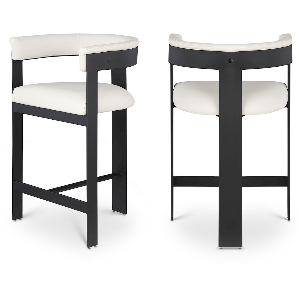 Romeo Cream Vegan Leather Counter Stool, Set of 2. Picture 1