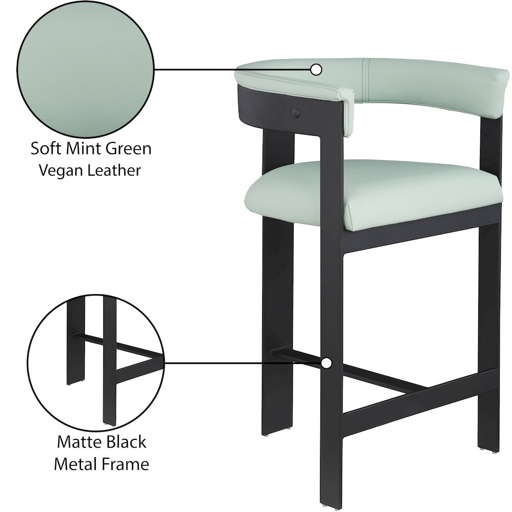 Romeo Mint Green Vegan Leather Counter Stool, Set of 2. Picture 7