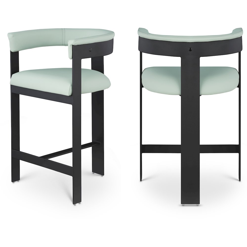 Romeo Mint Green Vegan Leather Counter Stool, Set of 2. Picture 1