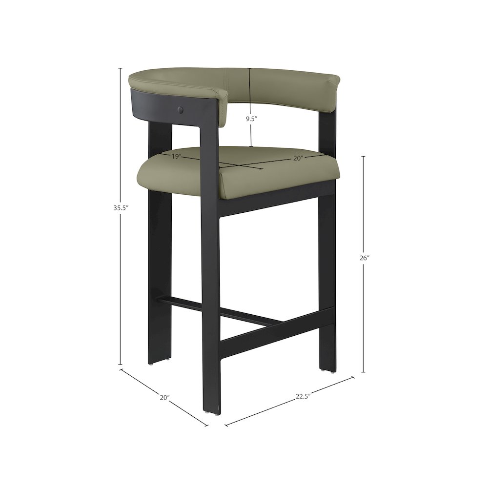 Romeo Olive Green Vegan Leather Counter Stool, Set of 2. Picture 7