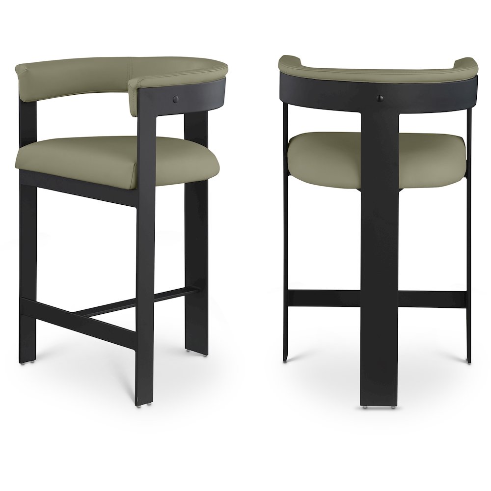 Romeo Olive Green Vegan Leather Counter Stool, Set of 2. Picture 1