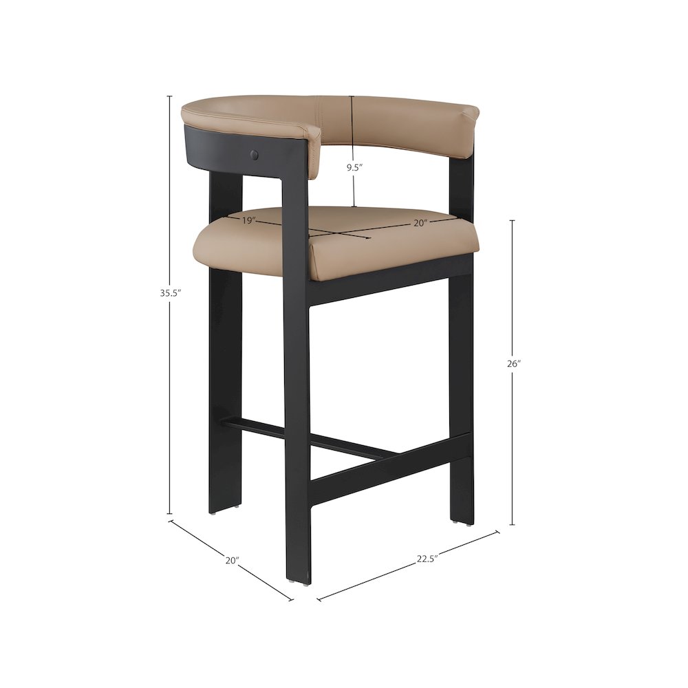 Romeo Tan Vegan Leather Counter Stool, Set of 2. Picture 6