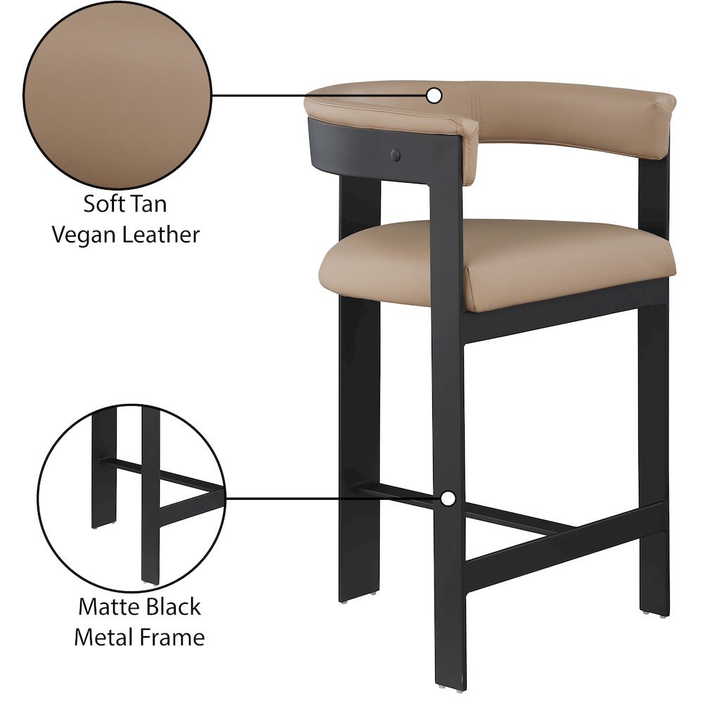 Romeo Tan Vegan Leather Counter Stool, Set of 2. Picture 7