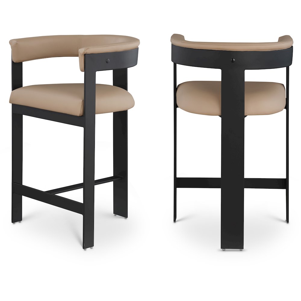 Romeo Tan Vegan Leather Counter Stool, Set of 2. Picture 1