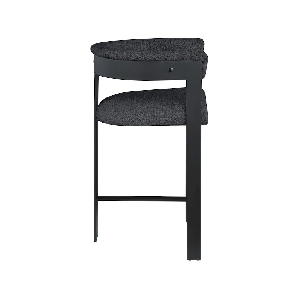 Romeo Black Boucle Fabric Counter Stool, Set of 2. Picture 3
