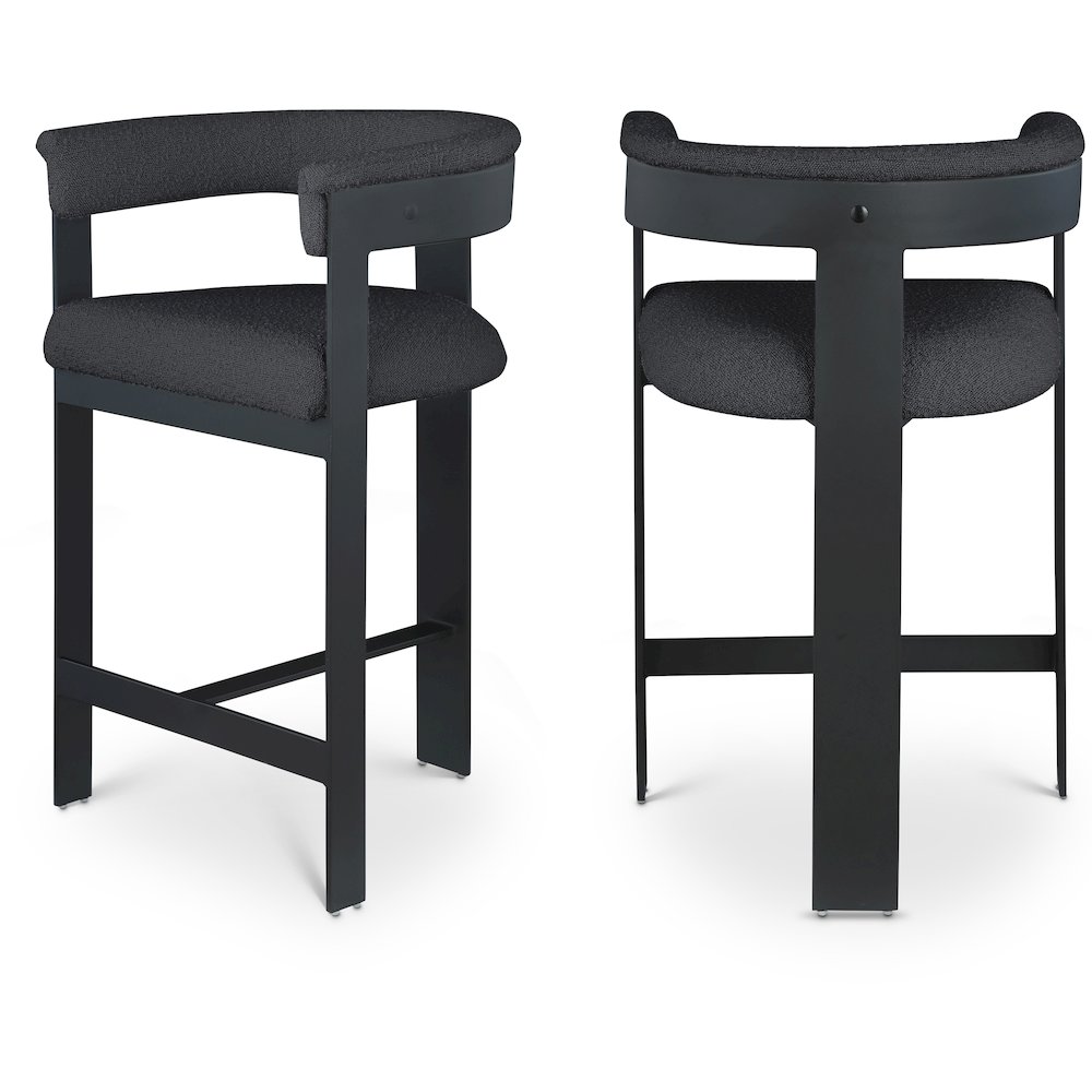 Romeo Black Boucle Fabric Counter Stool, Set of 2. Picture 1