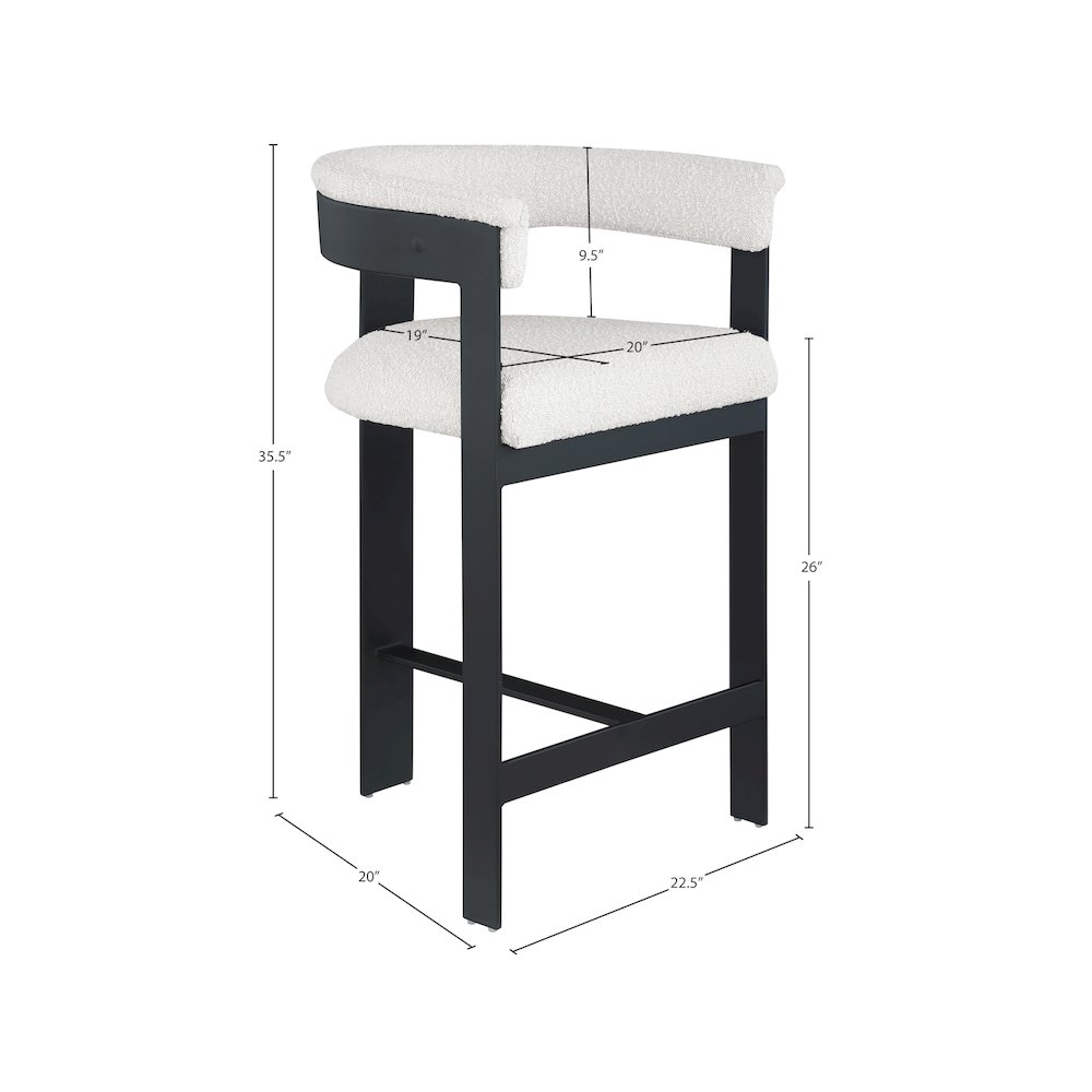 Romeo Cream Boucle Fabric Counter Stool, Set of 2. Picture 6