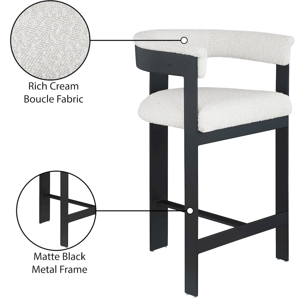 Romeo Cream Boucle Fabric Counter Stool, Set of 2. Picture 7