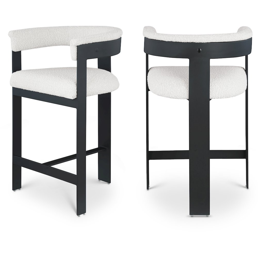 Romeo Cream Boucle Fabric Counter Stool, Set of 2. Picture 1