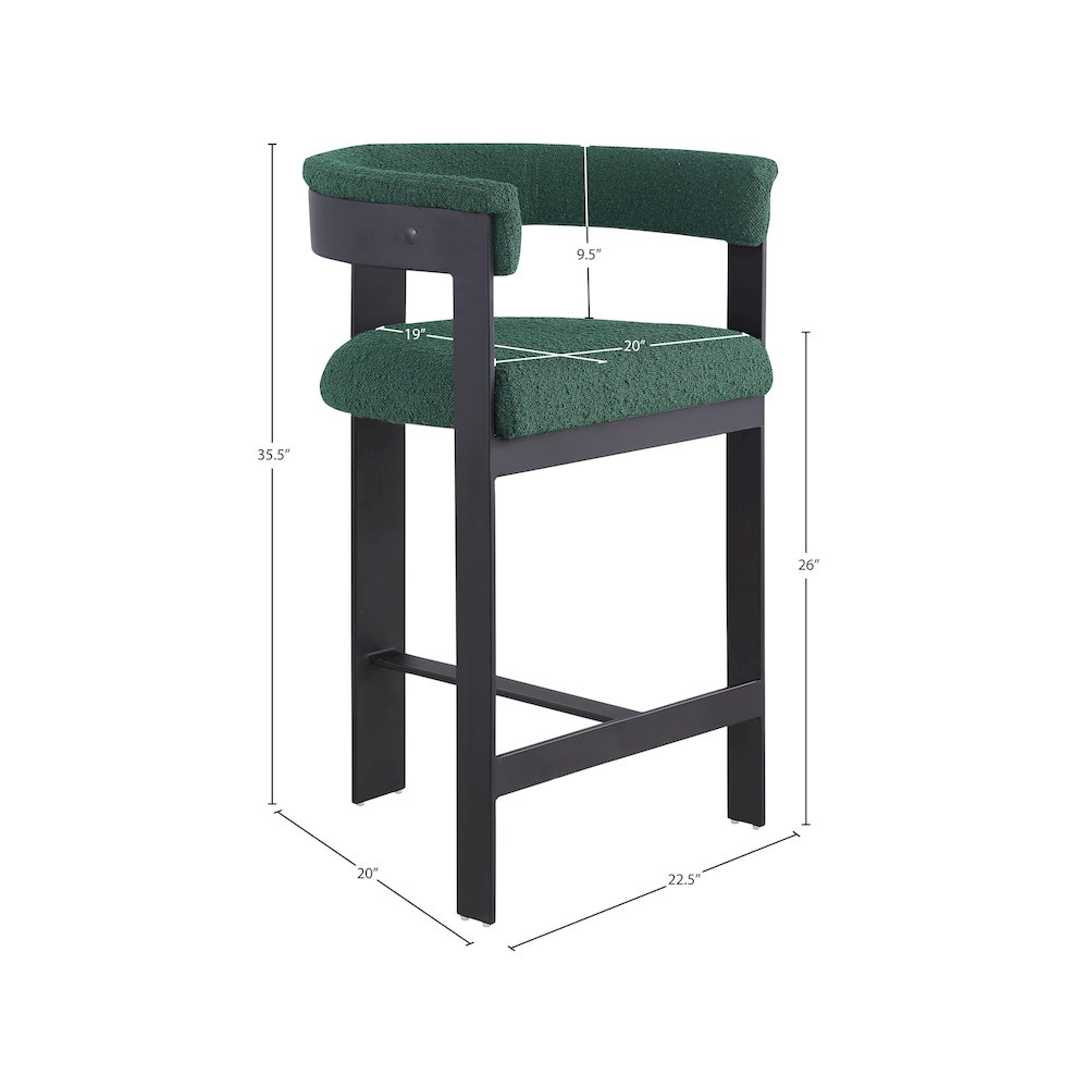 Romeo Green Boucle Fabric Counter Stool, Set of 2. Picture 6