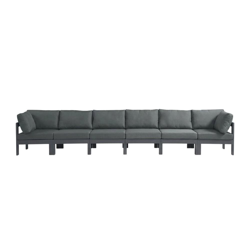 Gray Fabric Outdoor Modular Sofa With Contemporary Design And Cushioned Seating. Picture 4