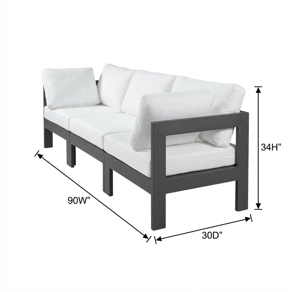 White Fabric Outdoor Modular Sofa With Contemporary Style And Cushioned Back. Picture 7
