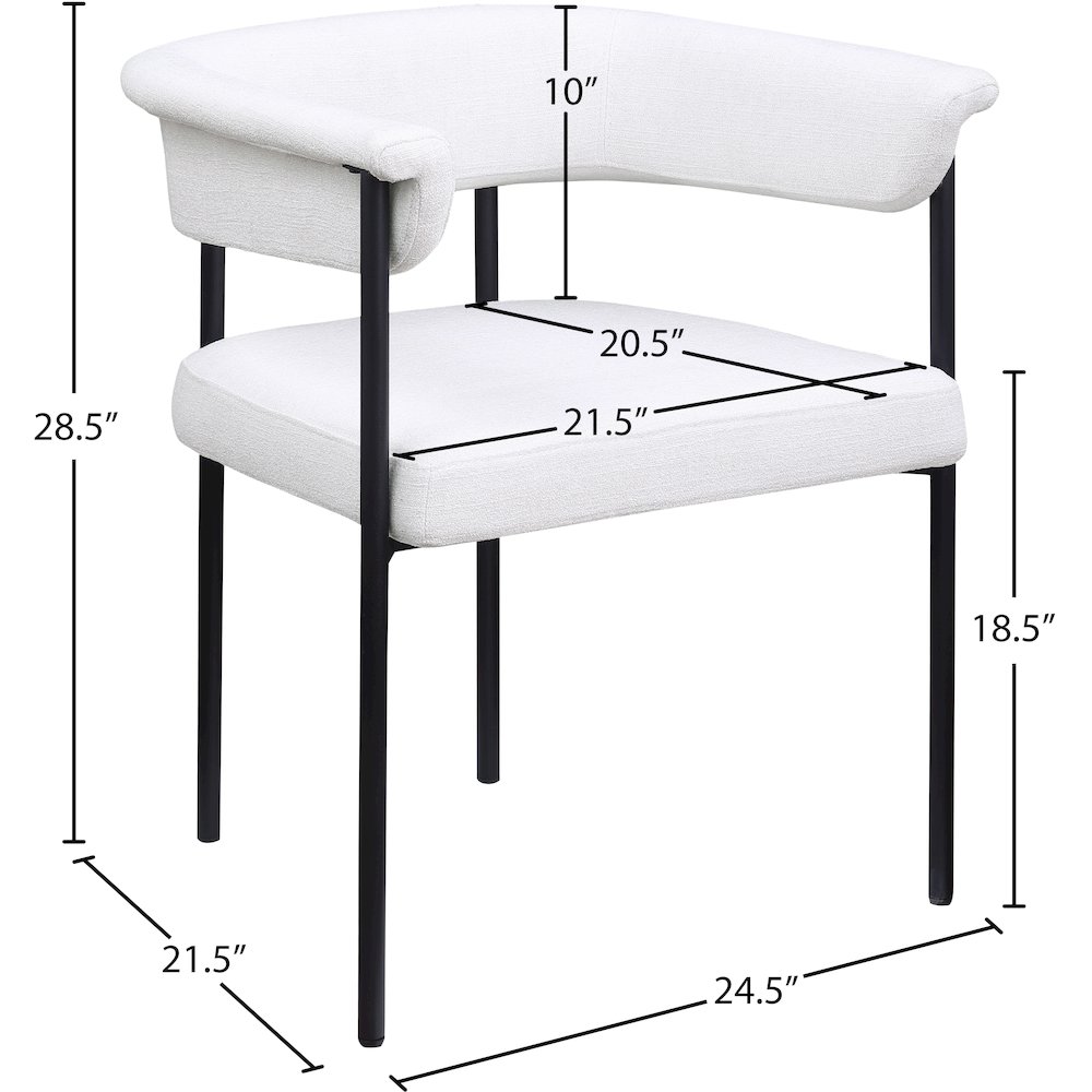 Malin Cream Linen Textured Fabric Dining Chair, Set of 2. Picture 7