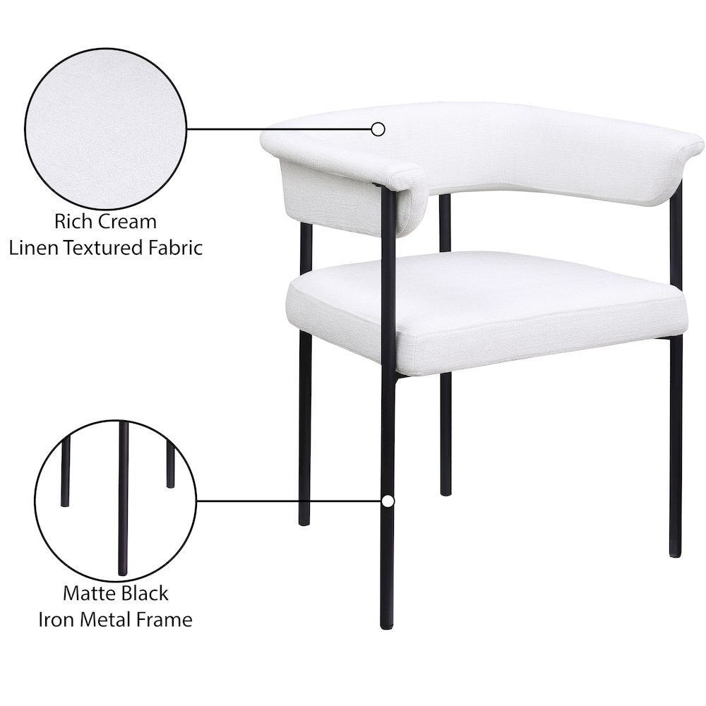 Malin Cream Linen Textured Fabric Dining Chair, Set of 2. Picture 8