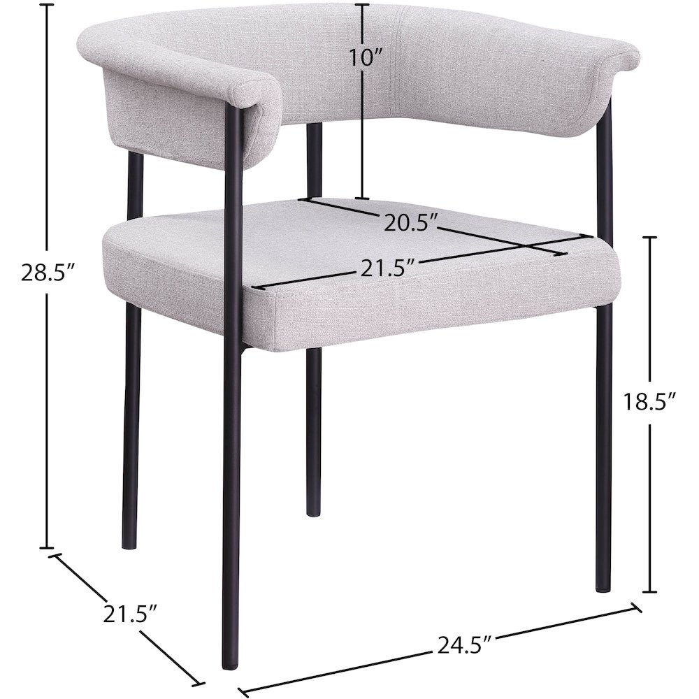 Malin Grey Linen Textured Fabric Dining Chair, Set of 2. Picture 7
