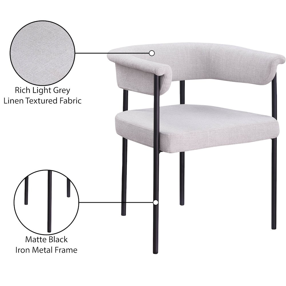 Malin Grey Linen Textured Fabric Dining Chair, Set of 2. Picture 8