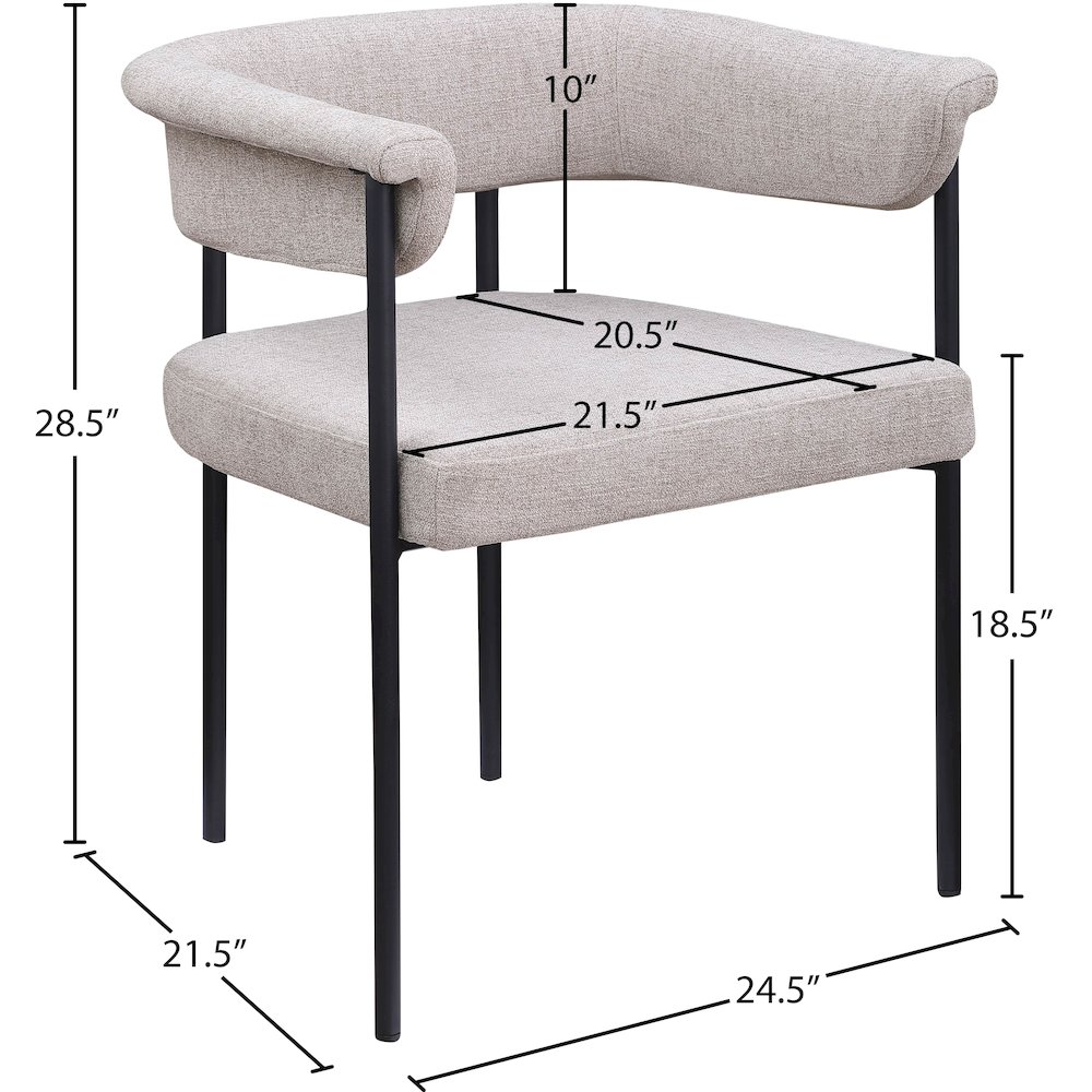 Malin Taupe Linen Textured Fabric Dining Chair, Set of 2. Picture 7