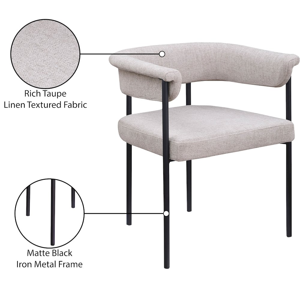 Malin Taupe Linen Textured Fabric Dining Chair, Set of 2. Picture 8