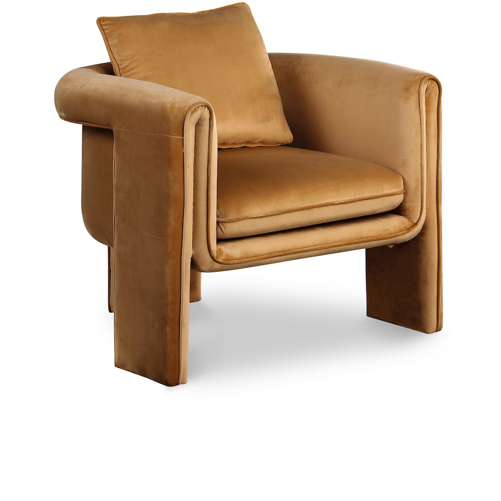 Sloan Saddle Velvet Accent Chair. Picture 1