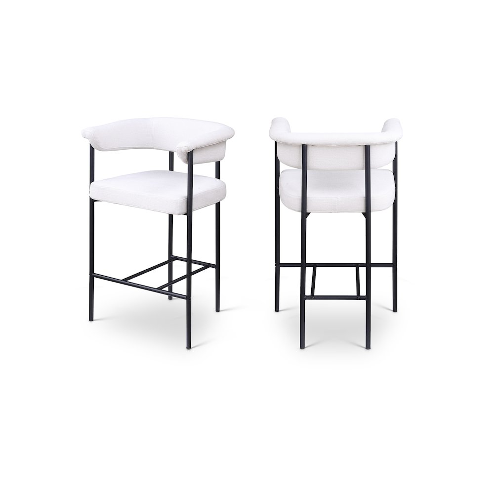 Malin Cream Linen Textured Fabric Counter Stool, Set of 2. Picture 1