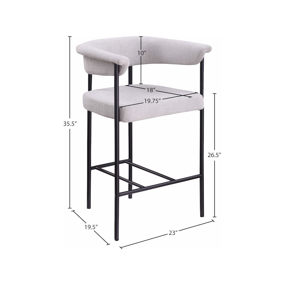 Malin Grey Linen Textured Fabric Counter Stool, Set of 2. Picture 7