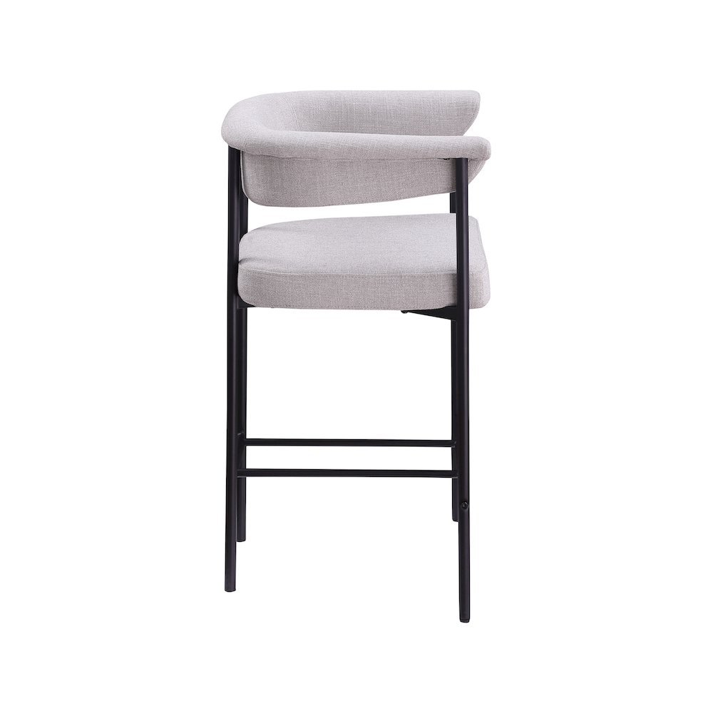 Malin Grey Linen Textured Fabric Counter Stool, Set of 2. Picture 3