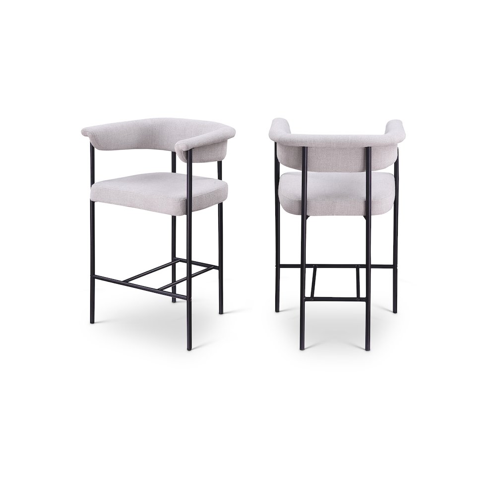 Malin Grey Linen Textured Fabric Counter Stool, Set of 2. Picture 1