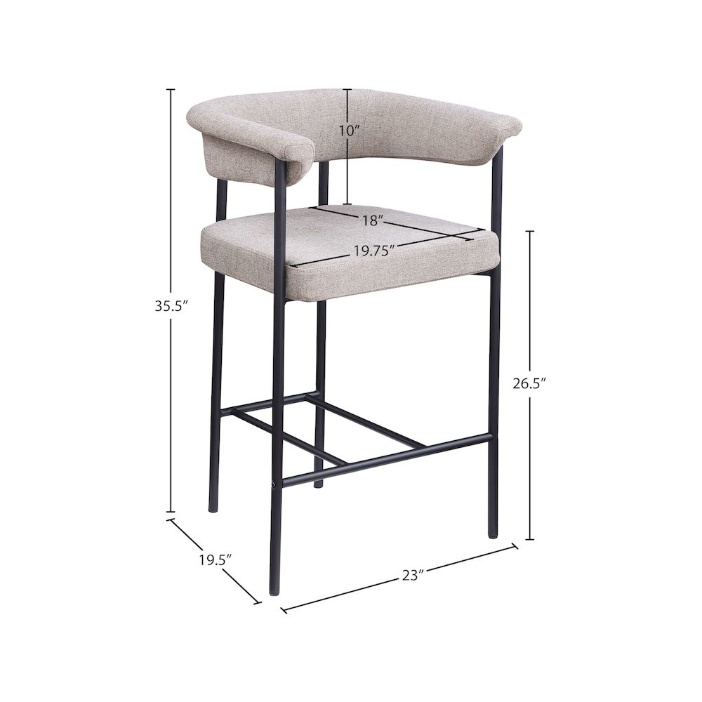 Malin Taupe Linen Textured Fabric Counter Stool, Set of 2. Picture 7