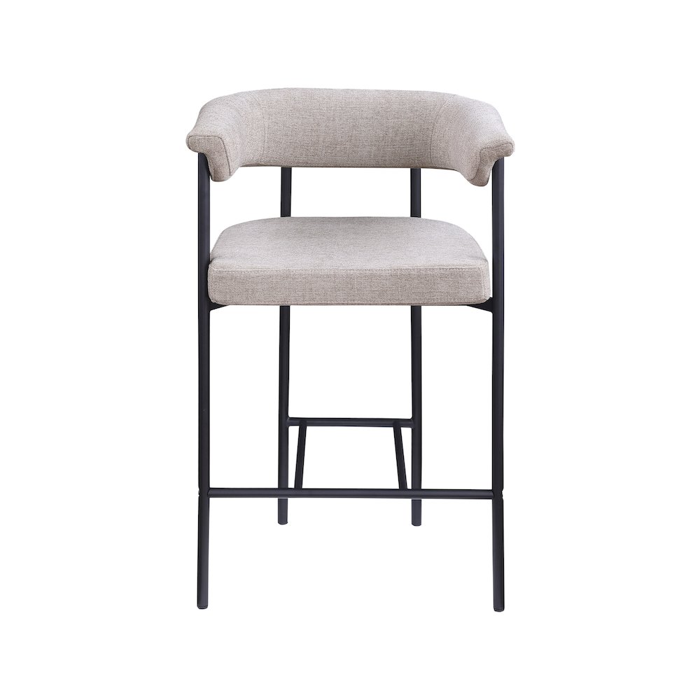 Malin Taupe Linen Textured Fabric Counter Stool, Set of 2. Picture 2