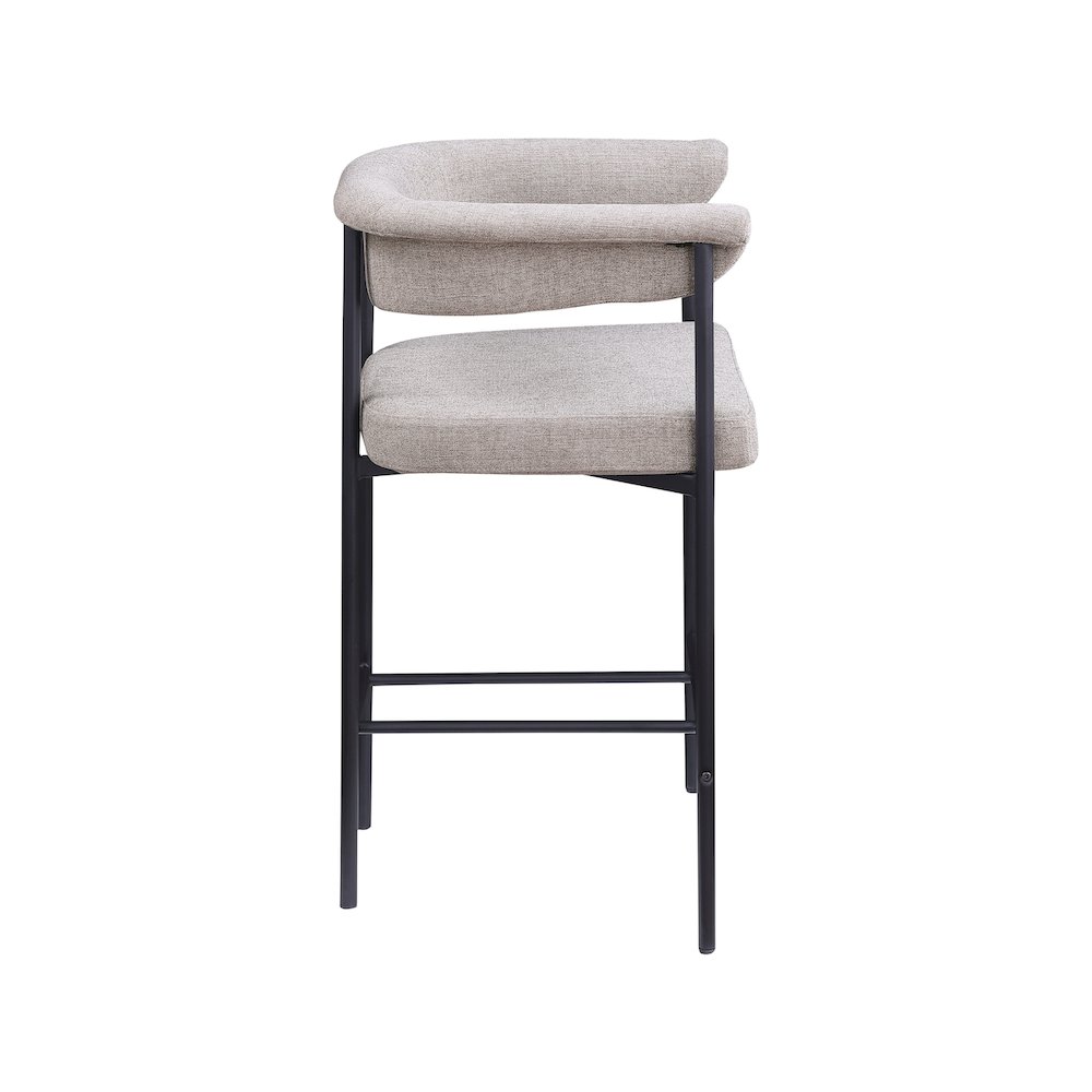 Malin Taupe Linen Textured Fabric Counter Stool, Set of 2. Picture 3