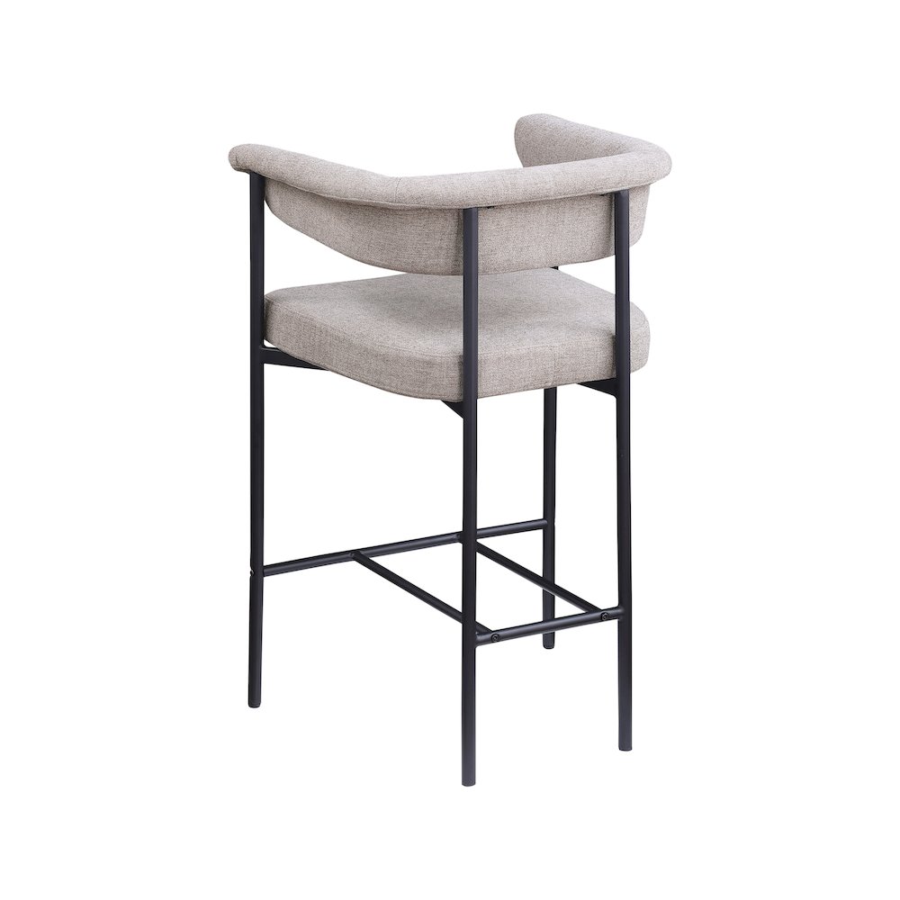 Malin Taupe Linen Textured Fabric Counter Stool, Set of 2. Picture 5