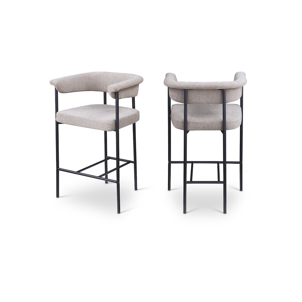 Malin Taupe Linen Textured Fabric Counter Stool, Set of 2. Picture 1