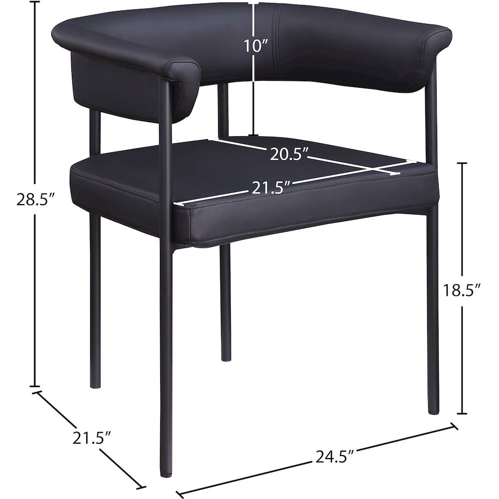 Malin Black Vegan Leather Dining Chair, Set of 2. Picture 7