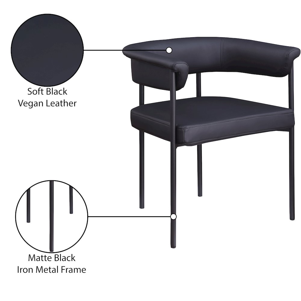 Malin Black Vegan Leather Dining Chair, Set of 2. Picture 8