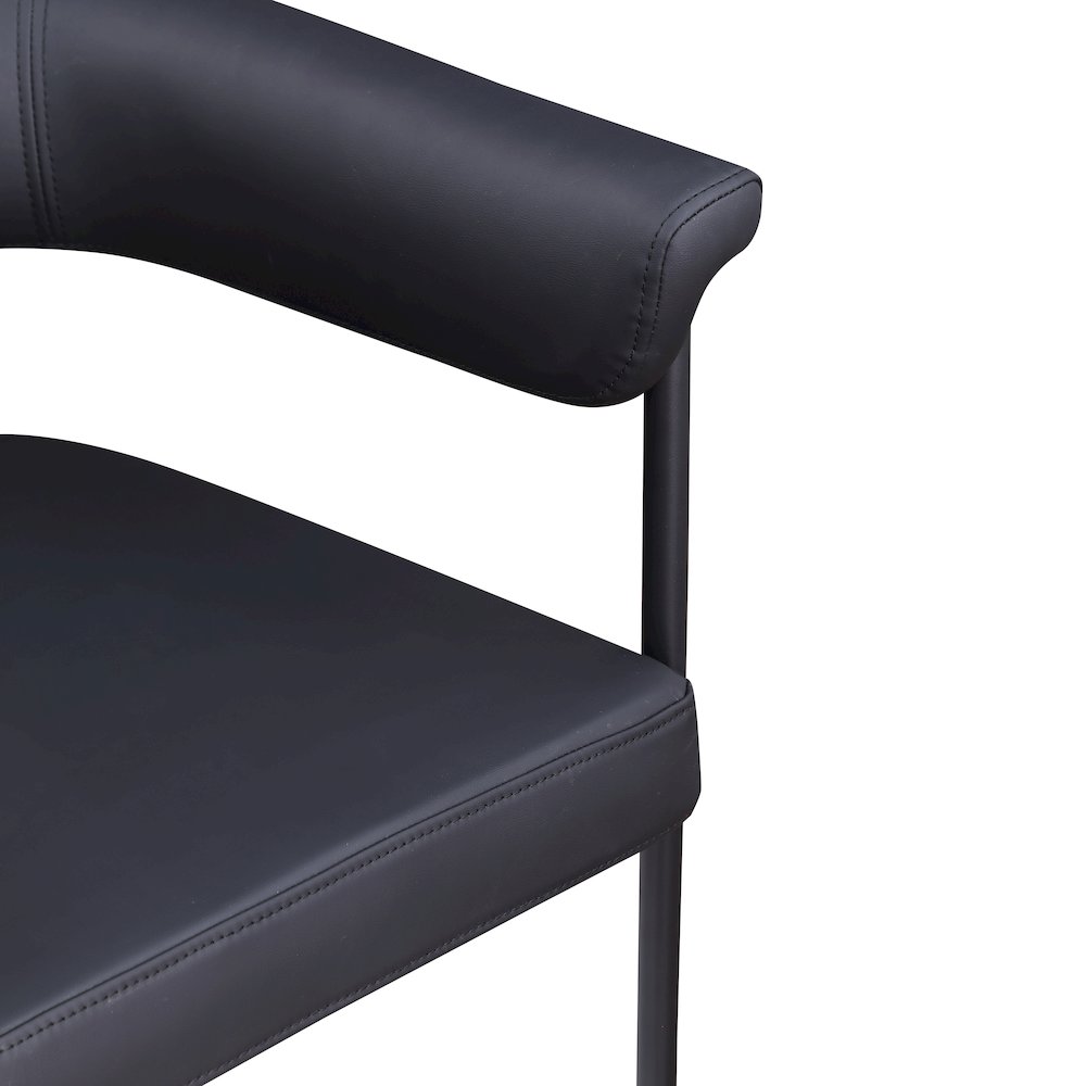Malin Black Vegan Leather Dining Chair, Set of 2. Picture 6