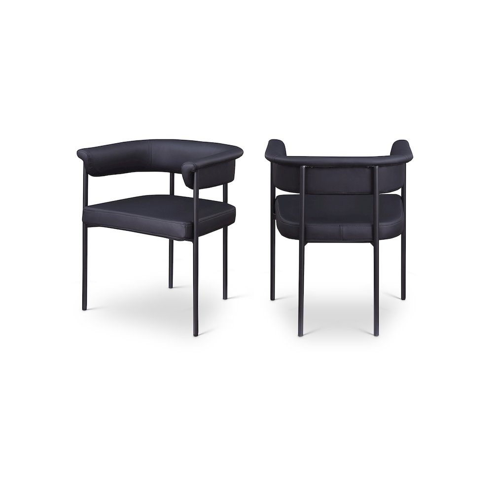 Malin Black Vegan Leather Dining Chair, Set of 2. Picture 1
