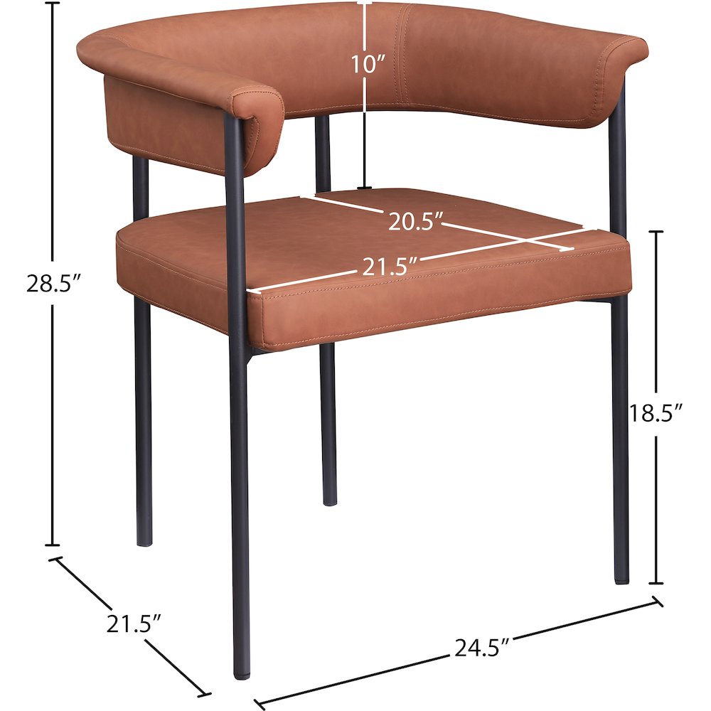 Malin Cognac Vegan Leather Dining Chair, Set of 2. Picture 7