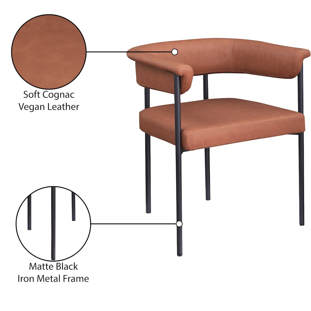 Malin Cognac Vegan Leather Dining Chair, Set of 2. Picture 8