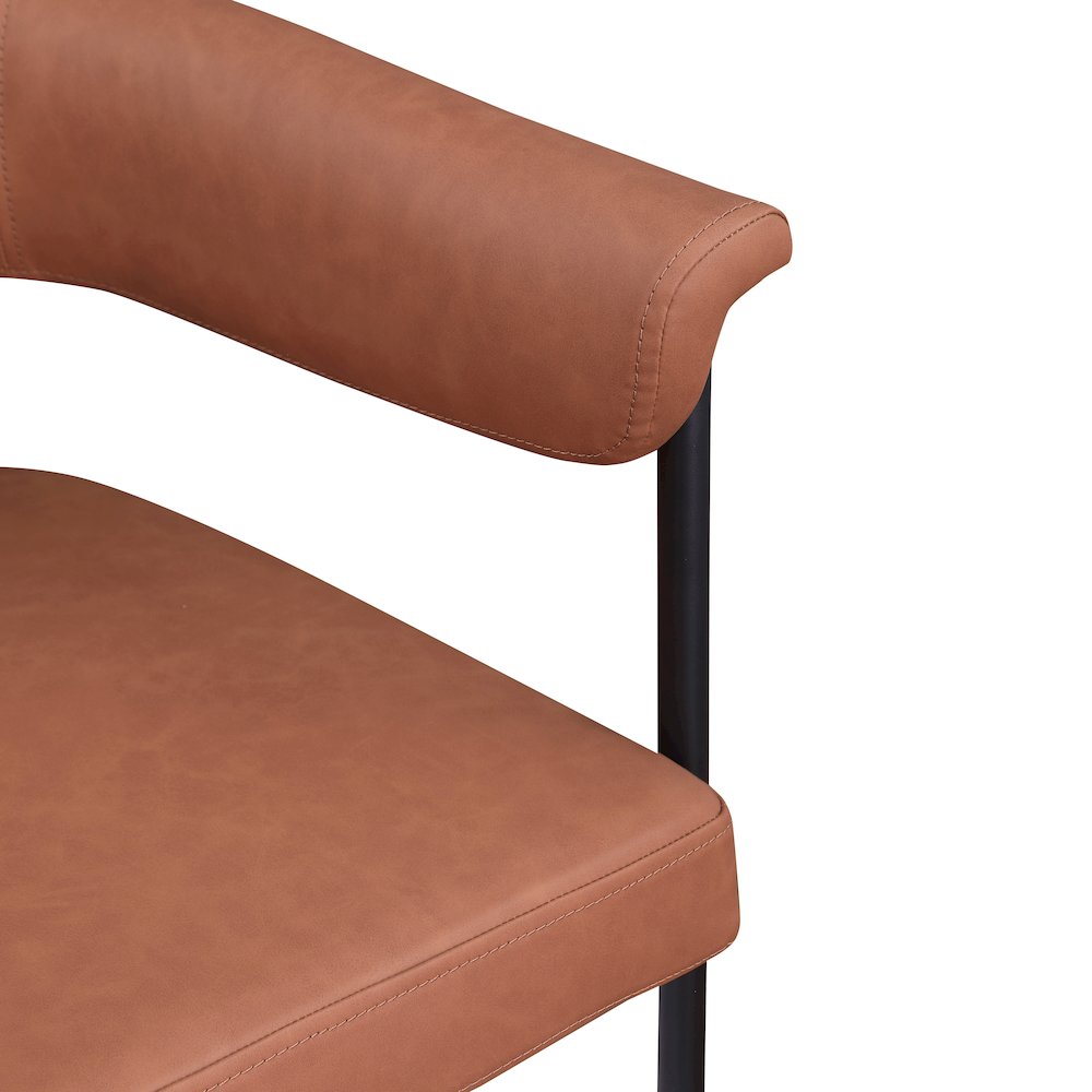 Malin Cognac Vegan Leather Dining Chair, Set of 2. Picture 6