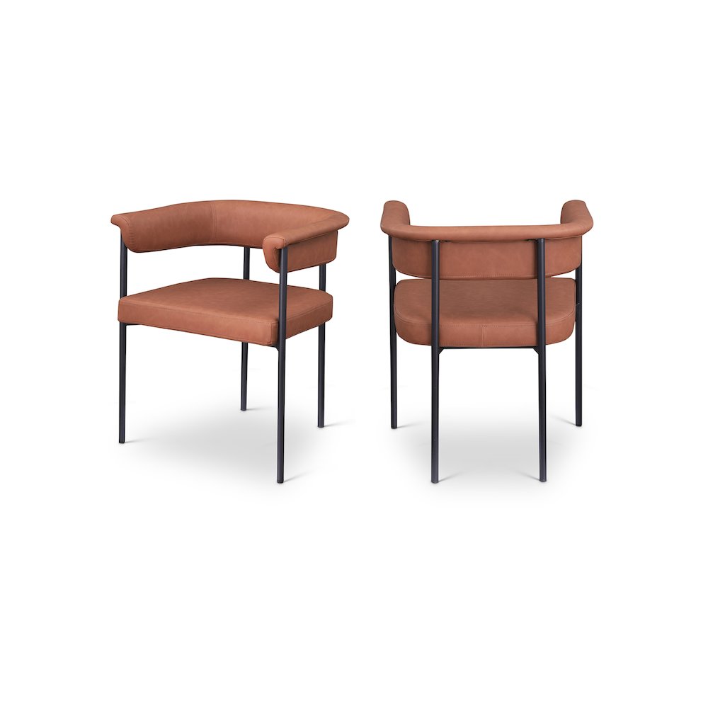 Malin Cognac Vegan Leather Dining Chair, Set of 2. Picture 1