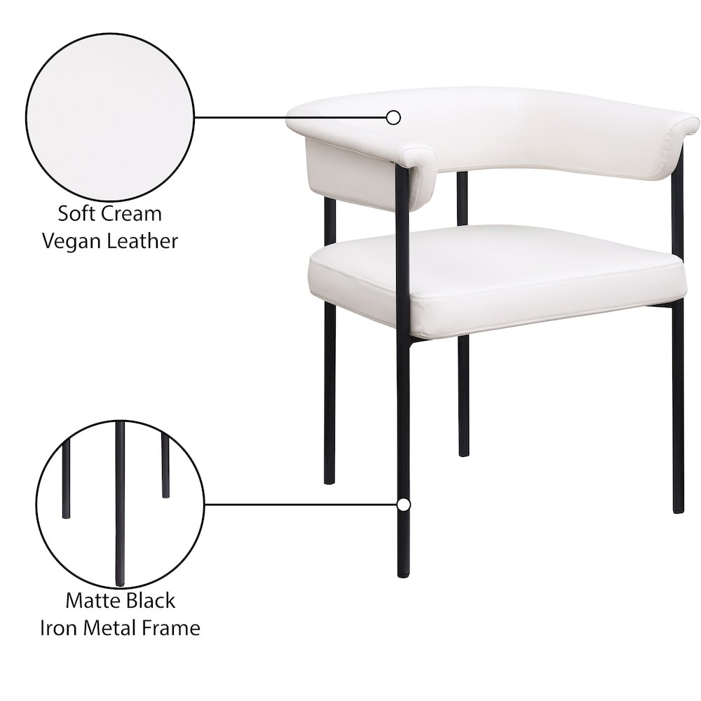 Malin Cream Vegan Leather Dining Chair, Set of 2. Picture 8