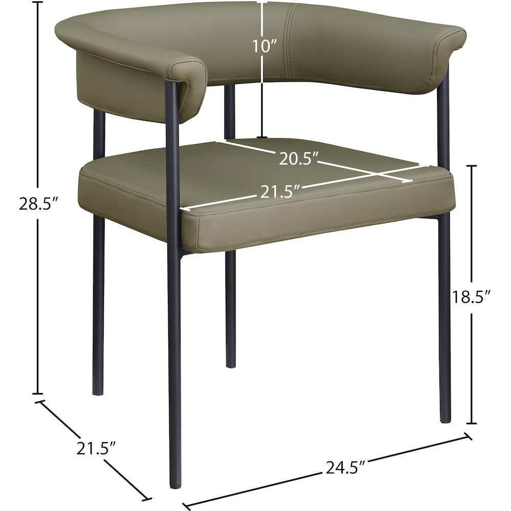 Malin Olive Vegan Leather Dining Chair, Set of 2. Picture 7