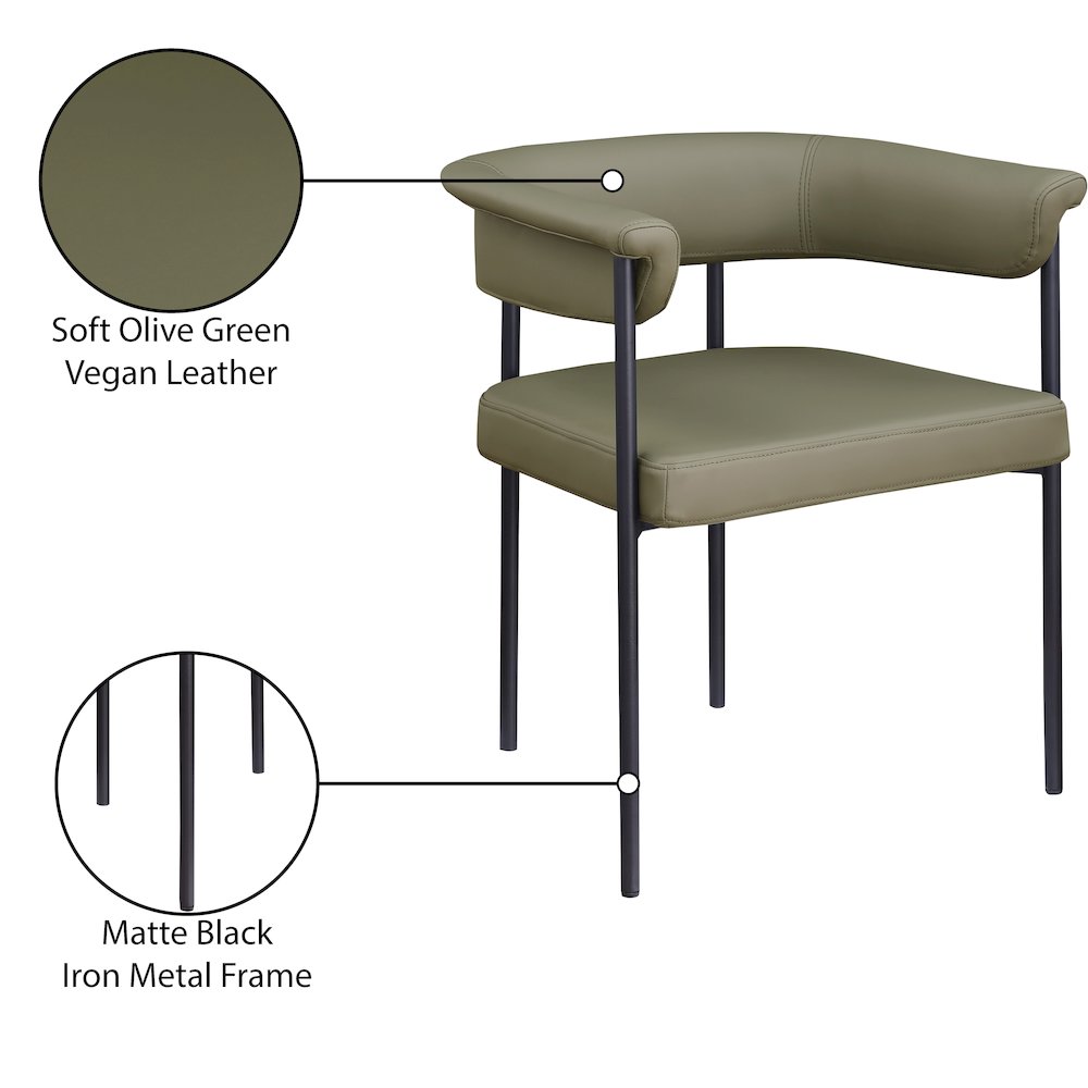 Malin Olive Vegan Leather Dining Chair, Set of 2. Picture 8