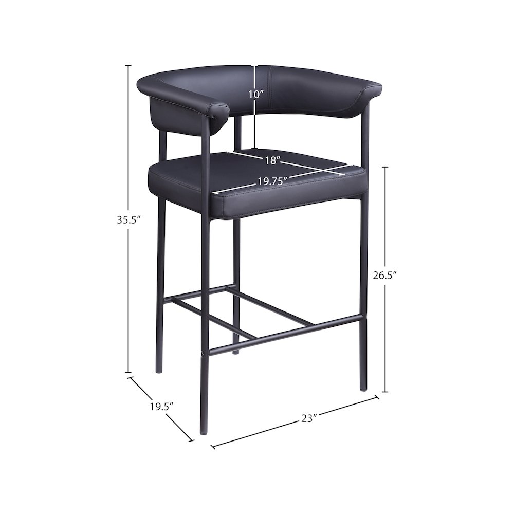 Malin Black Vegan Leather Counter Stool, Set of 2. Picture 7
